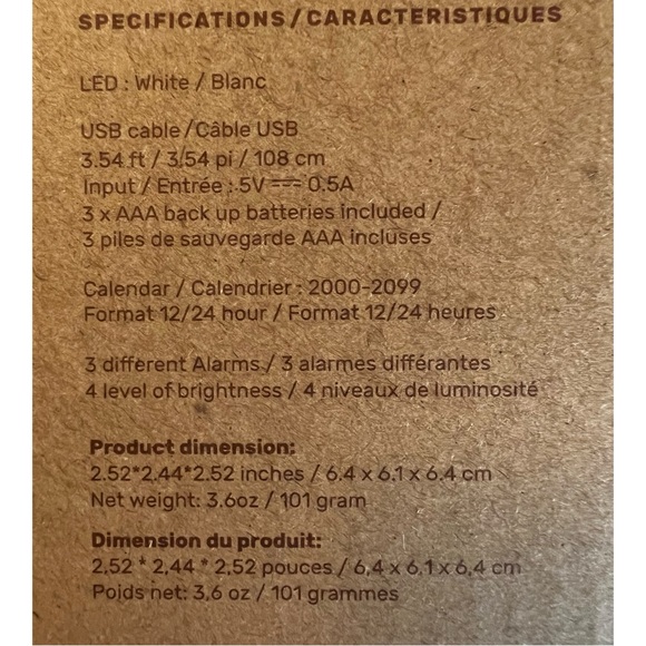 NEW Cloudnola Block Clock LED Alarm Temperature Date White Black Marble Design - Picture 7 of 9